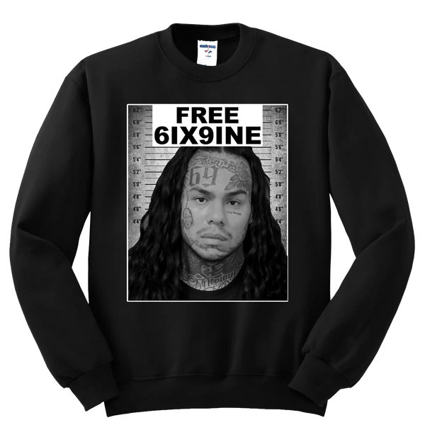 MUGSHOT FREE 6IX9INE Black Crewneck